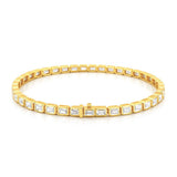 14K Gold East West Tennis Emerald Cut Diamond Bracelet