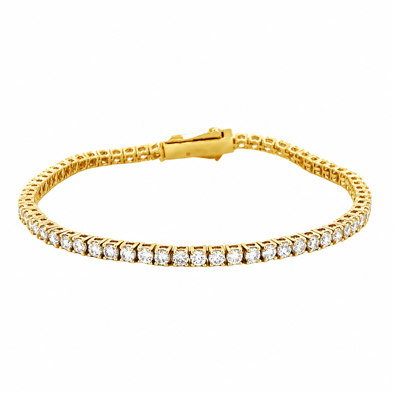 14K Gold 10.00 Carat Lab Grown Tennis Bracelet