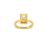 14K Gold Lab Grown 3.00 Carat Radiant Diamond with Under Halo and 3D Setting Engagement Ring