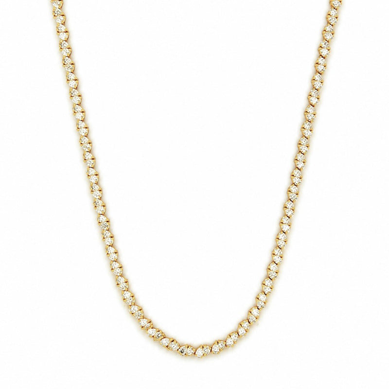 14K Gold Lab Grown Two Pear Oval Cluster Diamond Necklace