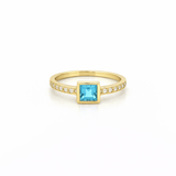 14K Gold Princess Blue Tourmaline Bezel Ring