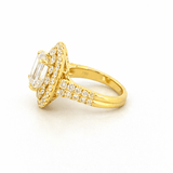 14K Gold Lab Grown Emerald Diamond Oval Cluster Engagement Ring