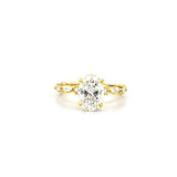 14K Gold Lab Grown 2.00 Carat Oval Diamond with Marquise and Round Setting Engagement Ring