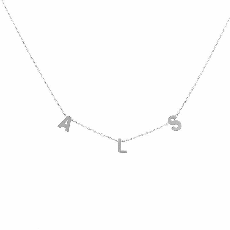 14K Gold Personalized Block Initial Necklace