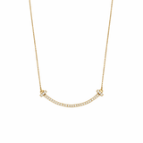 14K Gold Smile Bar Diamond Pendant Necklace