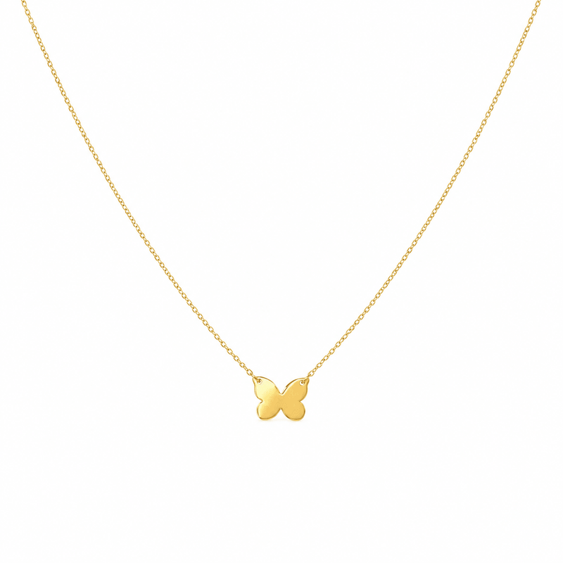14K Yellow Gold Butterfly Necklace