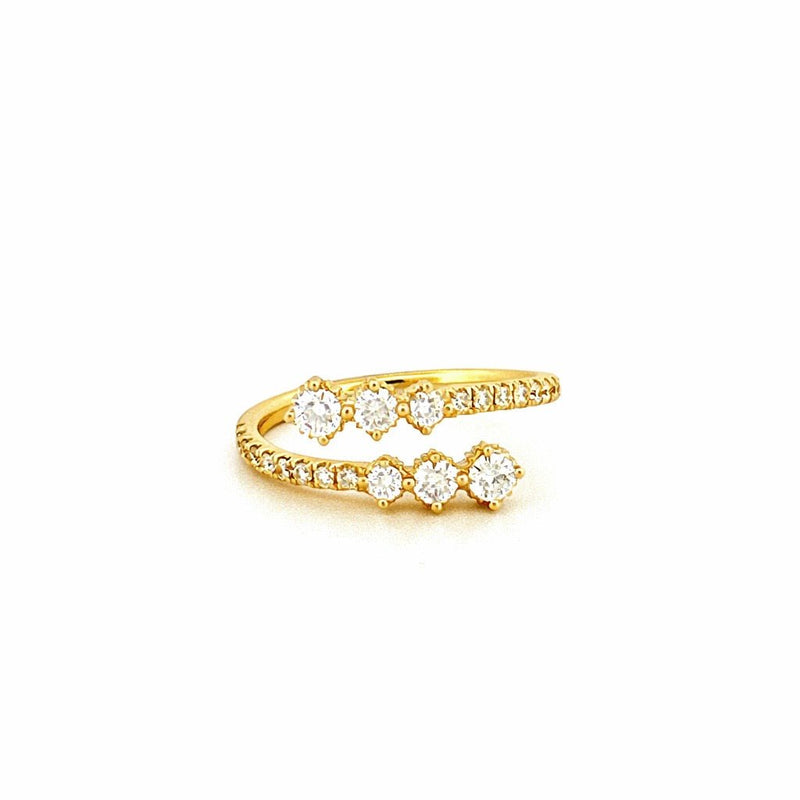 14K Gold Wrapped Open Six Diamond Band