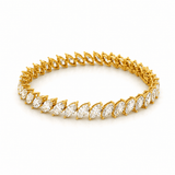 14K Gold Slant Lab Grown Marquise Cut Diamond Tennis Bracelet