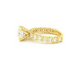 14K Gold 2.00 Carat Cushion Lab Grown Diamond Under Halo, Diamond U Prong Engagement Ring