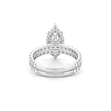 14K Gold 4.00 Carat Lab Grown Marquise Diamond Prong Set Engagement Set with Diamond Under Halo and Prongs