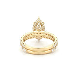 14K Gold 4.00 Carat Lab Grown Marquise Diamond Prong Set Engagement Set with Diamond Under Halo and Prongs