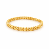 14K Gold Double Layer Diamond Cut Bead Link Bangle Bracelet