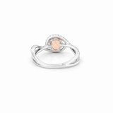 14K Gold Oval Morganite Split Curve Diamond Ring