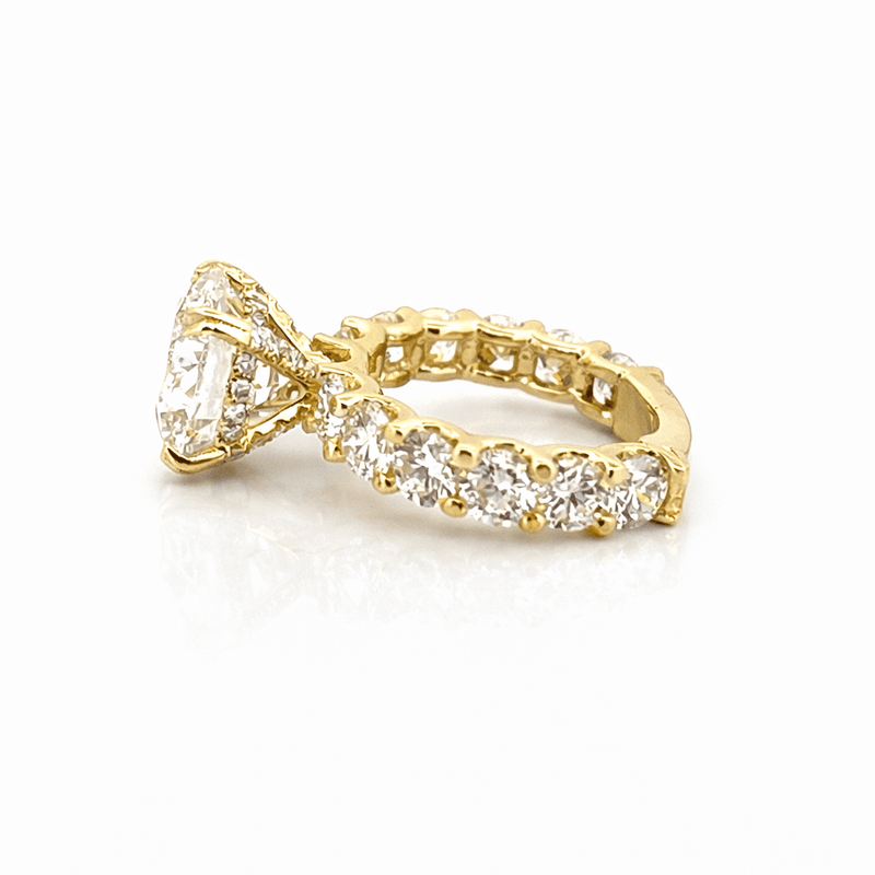 14K Gold 5.00 Carat Lab Grown Round Diamond Under Halo U Prong Engagement Ring