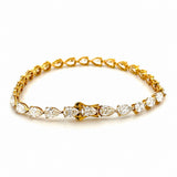 14K Gold East West 4MM Lab Grown Pear Cut Diamond Tennis Bracelet