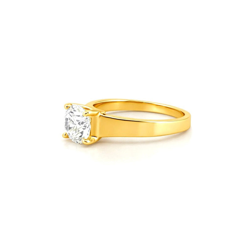 14K Gold 1.50 Carat Round Cut Lab Grown Diamond Thick Cathedral Solitaire Engagement Ring