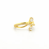 14K Gold Pear Wrapped Diamond Split Band