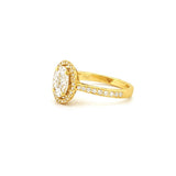 14K Gold Oval Cluster Natural Diamond Channel Engagement Ring