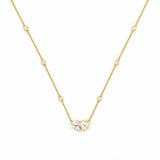 14K Gold Pear and Heart Shape Cluster Pendant Necklace