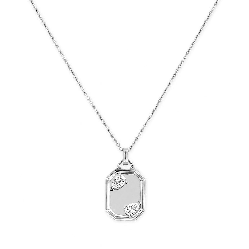 14K Gold Lab Grown Pear ID Tag Pendant Bolo Necklace