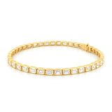 14K Gold East West Tennis Emerald Cut Diamond Bracelet