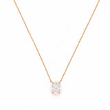 14K Gold Lab Grown Oval Pendant Bolo Necklace