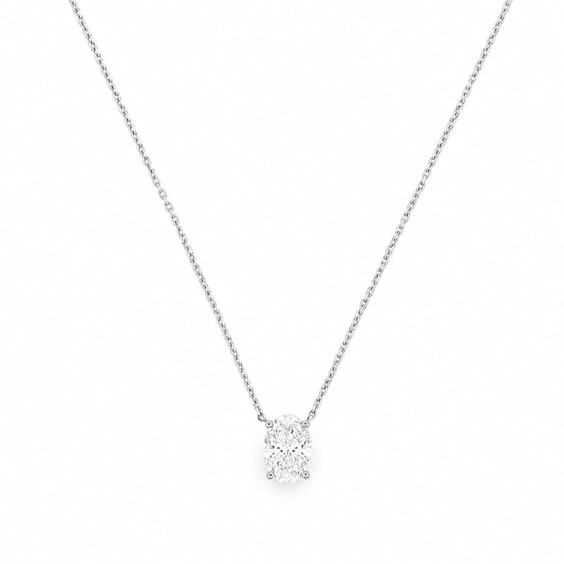 14K Gold Lab Grown Oval Pendant Bolo Necklace
