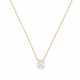 14K Gold Lab Grown Oval Pendant Bolo Necklace