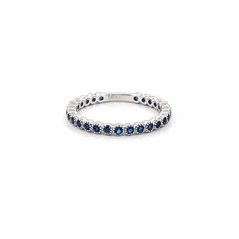 14K Gold Sapphire Art Deco Band