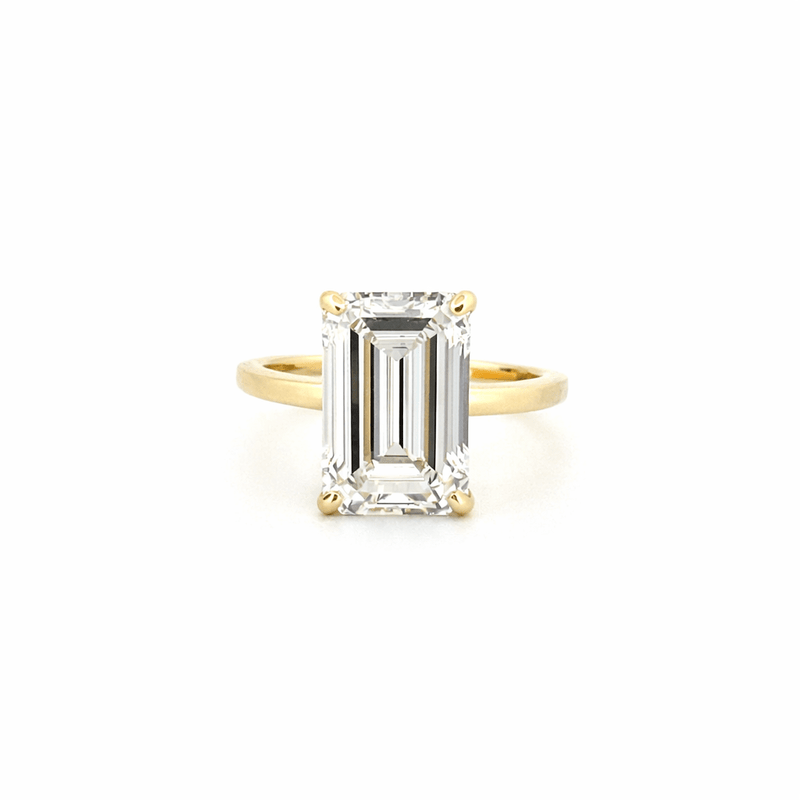 14K Gold 7.00 Carat Emerald Cut Lab Grown Diamond Solitaire Engagement Ring