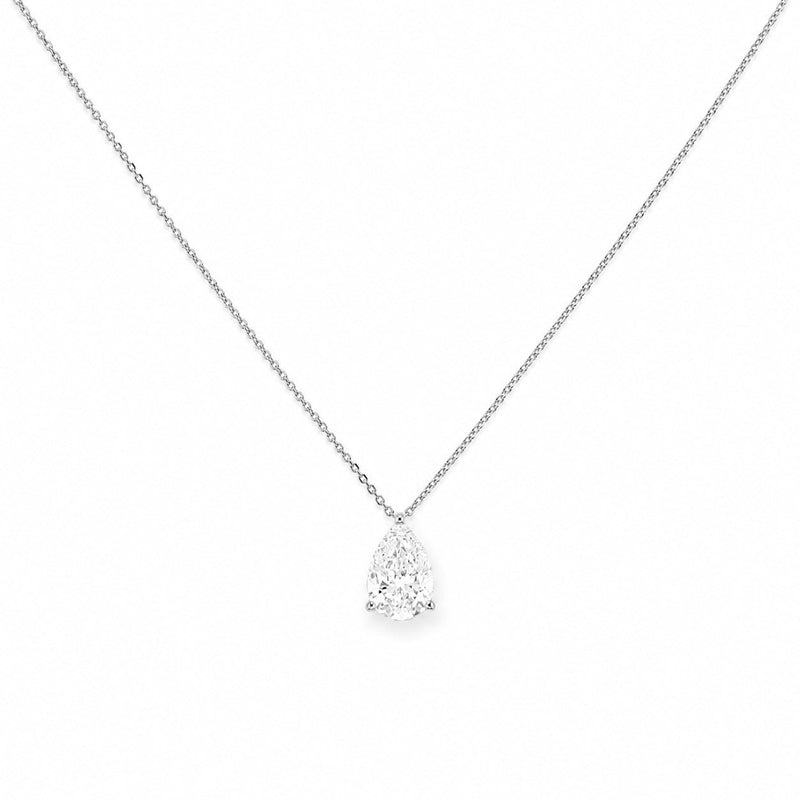 14K Gold Lab Grown Pear Pendant Bolo Necklace