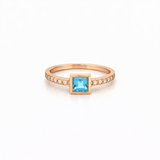 14K Gold Princess Blue Tourmaline Bezel Ring
