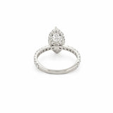 14K Gold 2.50 Carat Lab Grown Marquise Diamond Prong Set Engagement Ring with Diamond Under Halo and Prongs