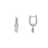 14K Gold Lab Grown Diamond Bezel Charm Huggie Earrings