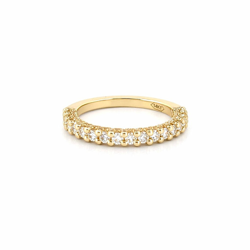 14K Gold Thin 2.5MM Diamond U-Prong Halfway Ring