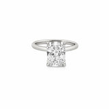 14K Gold 3.00 Carat Lab Grown Elongated Cushion Solitaire Under Halo Engagement Ring