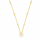 14K Gold Round Shape Cluster Diamond Pendant Necklace