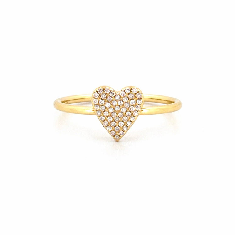 14K Gold Small Heart Diamond Pave Ring