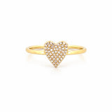 14K Gold Small Heart Diamond Pave Ring