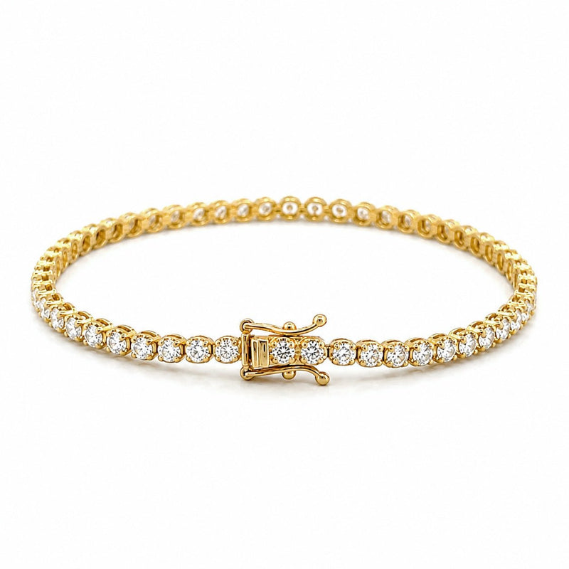 14K Gold Natural Round Diamond Tennis Bracelet