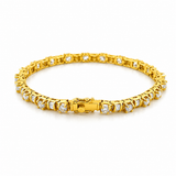 14K Gold Round and Baguette Natural Diamond Tennis Bracelet