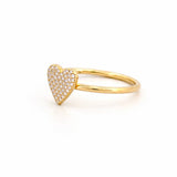 14K Gold Small Heart Diamond Pave Ring