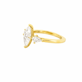 14K Gold Three Stone Lab Marquise and Kite Engagement Ring