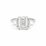 14K Gold Three Stone 3.00 Carat Lab Grown Emerald Engagement Ring