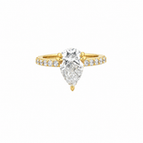 14K Gold 3.00 Carat Lab Grown Pear Diamond Prong Set Under Halo Engagement Ring
