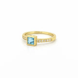14K Gold Princess Blue Tourmaline Bezel Ring