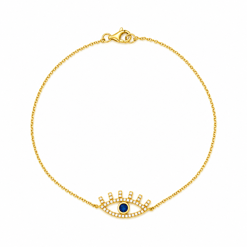 14K Gold Lashed Evil Eye Diamond Bracelet