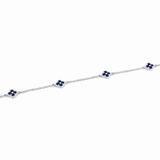 14K Gold Clover Sapphire Station Bracelet