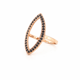 14K Gold Marquise Shape Black Diamond Ring