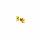 14K Gold Baguette Cut Emerald Bezel Stud Earrings